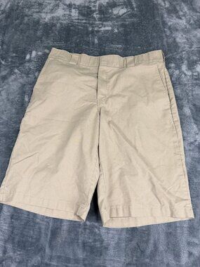 Dickies Mens Beige Khaki Flat Front Shorts Size 36